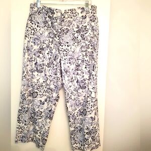 Talbots Blue & White Floral Pants - Size 16P